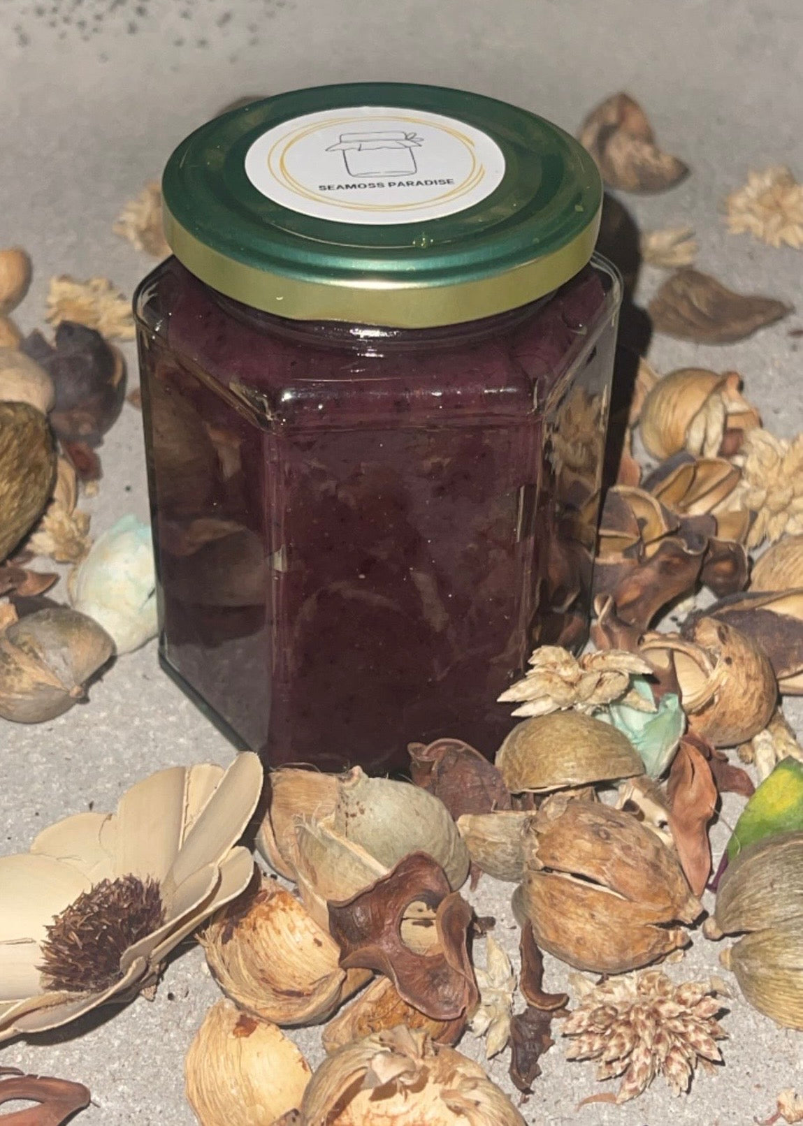 280ml Organic Blueberry & Acai Sea Moss Gel. Top shot