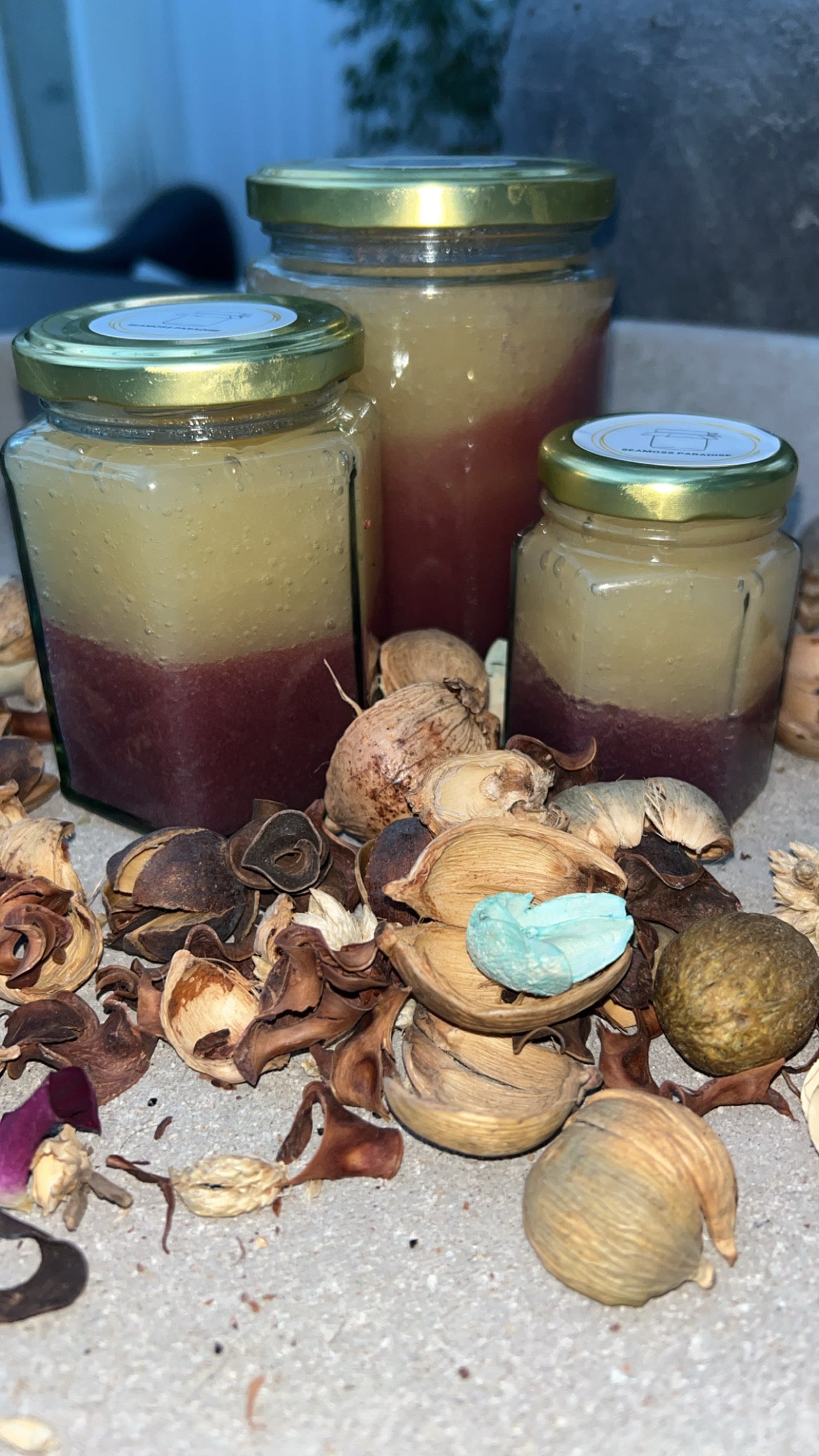 Organic Purple & Gold Sea Moss gel. All 3 jar sizes - 110ml, 280ml and 500ml