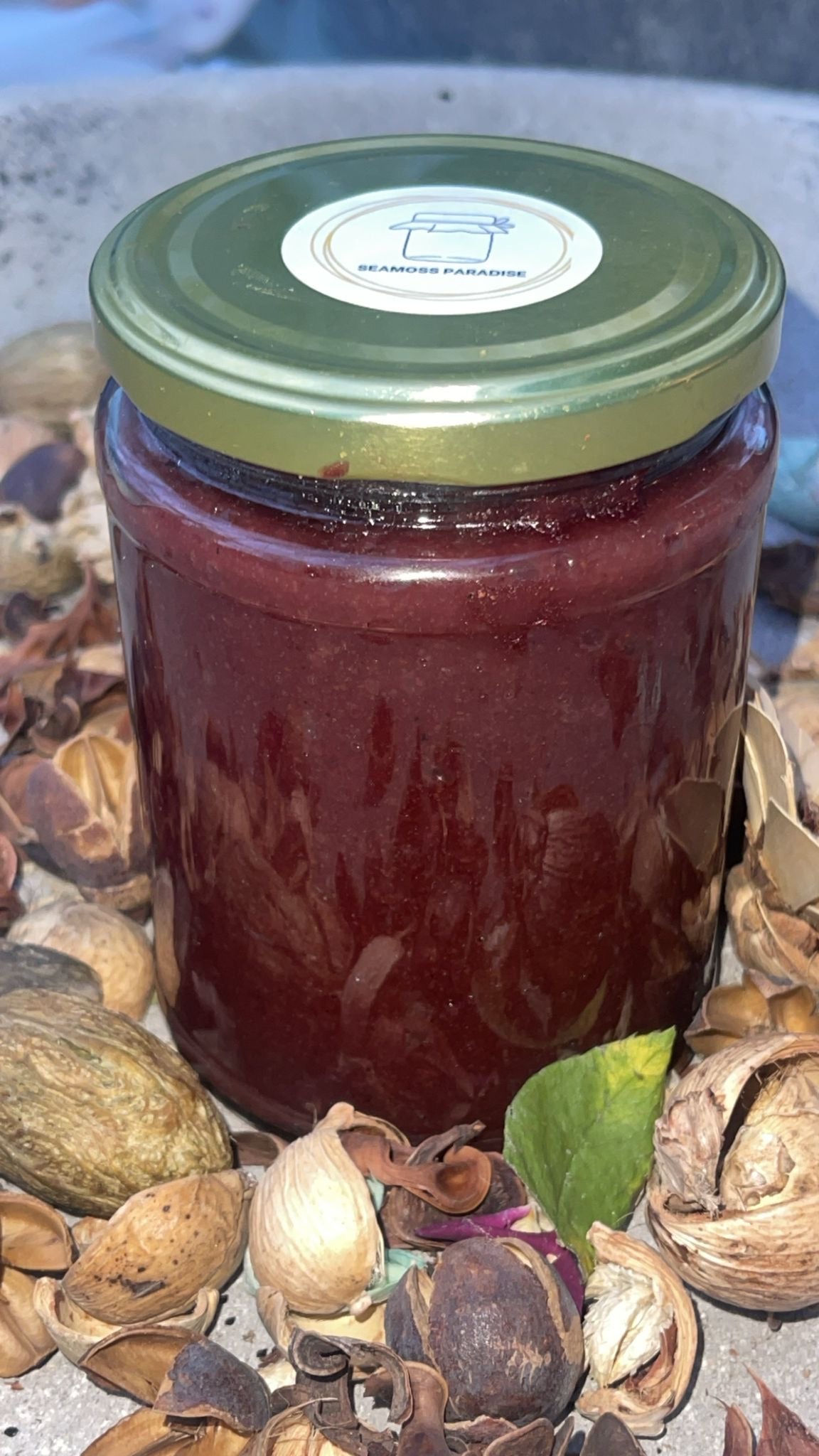 500ml Organic Elderberry Seamoss Gel. Front shot