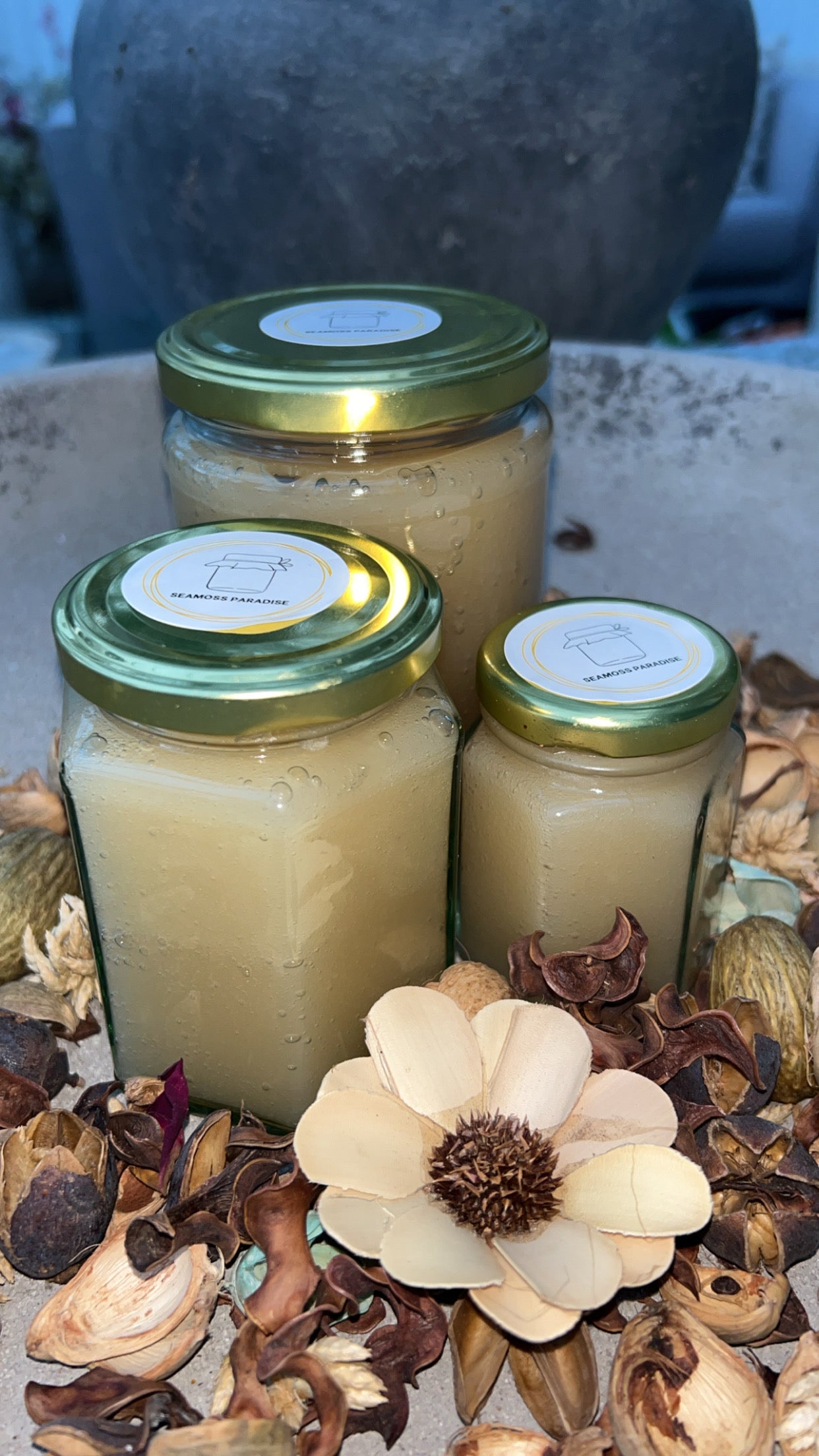 Organic Gold Sea Moss Gel from St Luicia. All 3 jar sizes - 110ml, 280ml and 500ml